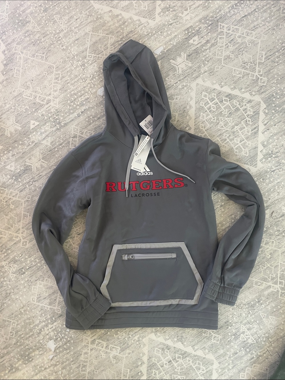 adidas Women’s Size S Grey Hoodie with Red Rutgers Lacrosse Logo